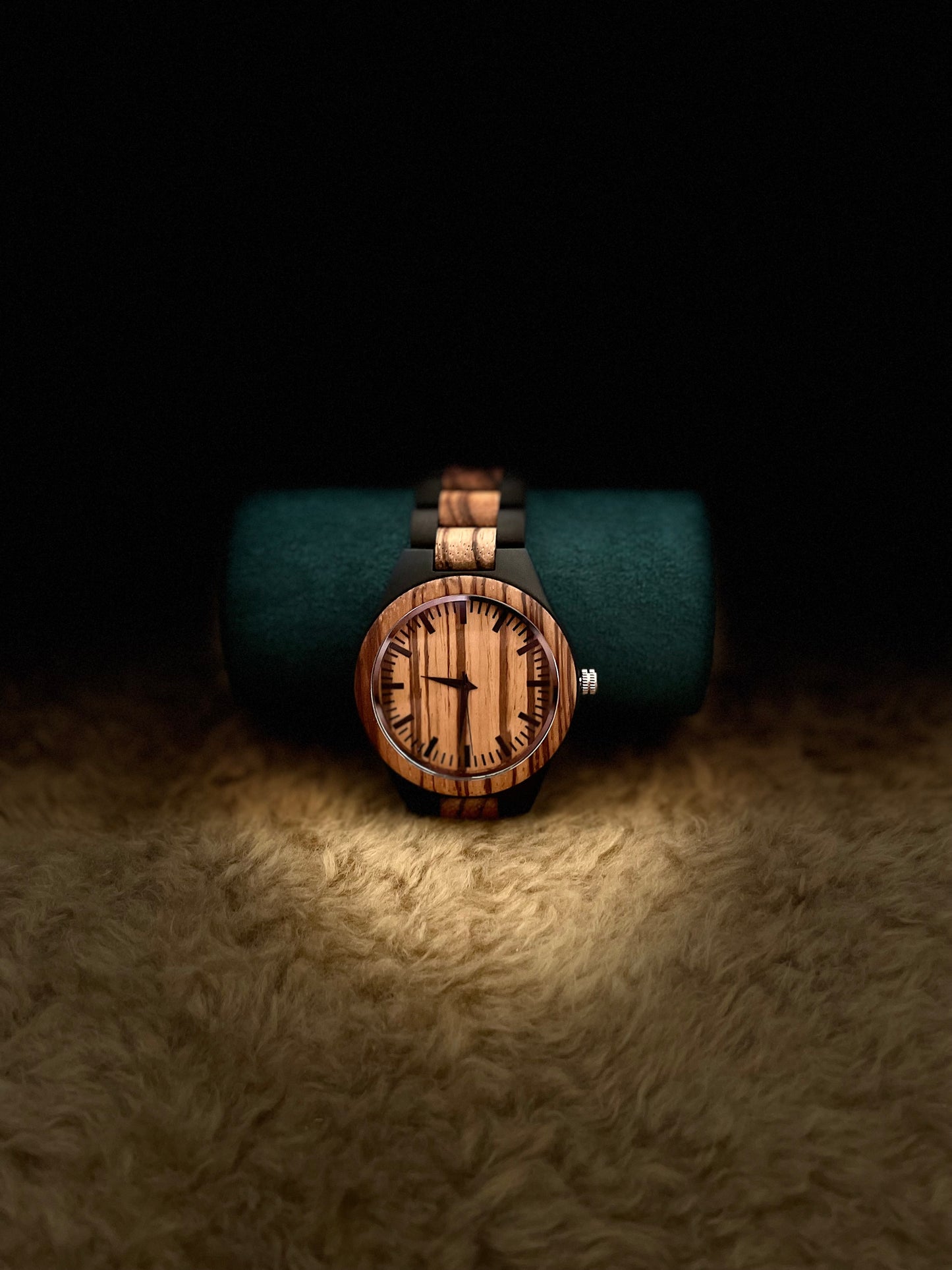 Wooden Watch with Black Accents