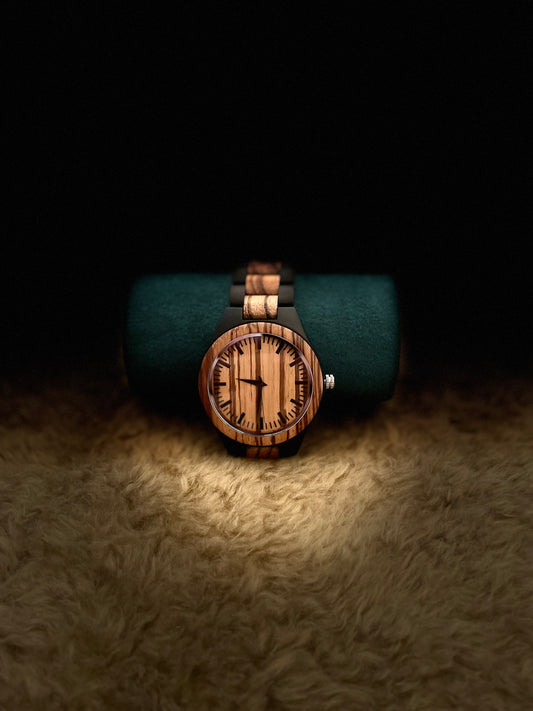 Wooden Watch with Black Accents